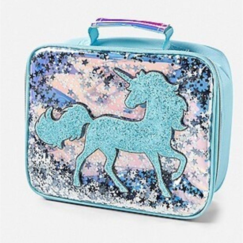 Justice shakey glitter unicorn lunch tote